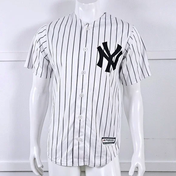 Majestic New York Yankees Miguel Andujar 41 Pinstripe Baseball Jersey Mens Small - Picture 2 of 9